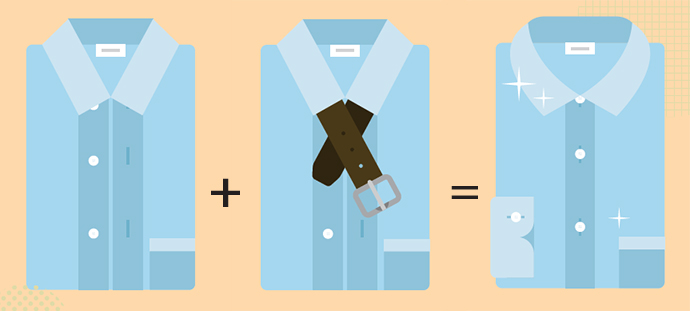 Keep business shirts crisp by packing belts under the collars