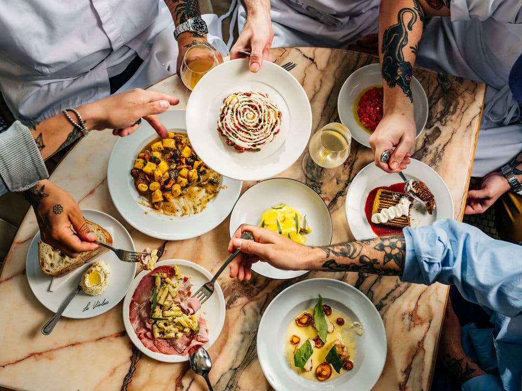 A shared meal at Le Violon in Montreal