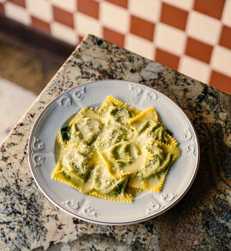 Ravioli on a white plate